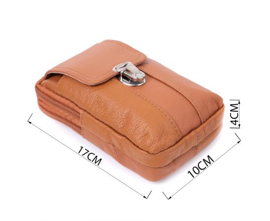 Купить Мужская сумка на пояс на два отделения из натуральной кожи Vintage 22737 Рыжий, фото , изображение 3, характеристики, отзывы