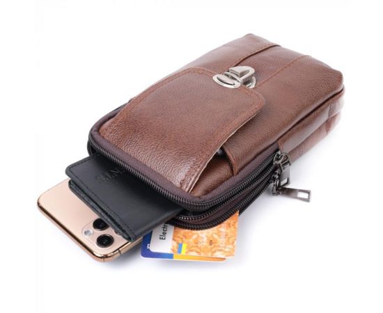 Купить Сумка для мужчин на два отделения из натуральной кожи Vintage 22738 Коричневый, фото , изображение 9, характеристики, отзывы