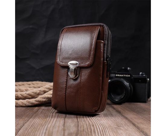 Купить Сумка для мужчин на два отделения из натуральной кожи Vintage 22738 Коричневый, фото , изображение 10, характеристики, отзывы