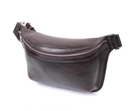 Купить Стильная бананка для мужчин из натуральной кожи GRANDE PELLE 22814 Коричневый, фото , характеристики, отзывы