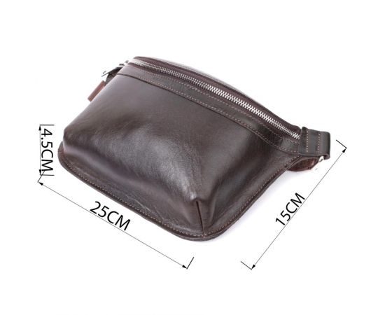 Купить Стильная бананка для мужчин из натуральной кожи GRANDE PELLE 22814 Коричневый, фото , изображение 3, характеристики, отзывы