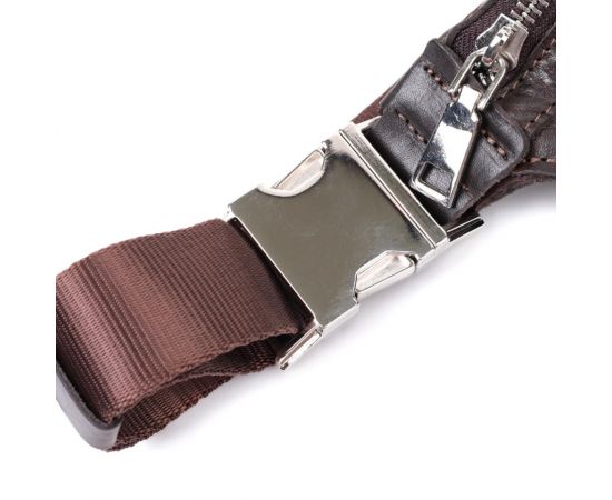 Купить Стильная бананка для мужчин из натуральной кожи GRANDE PELLE 22814 Коричневый, фото , изображение 5, характеристики, отзывы