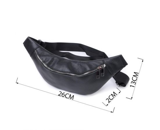 Купить Удобная сумка-бананка унисекс из натуральной кожи Shvigel 22824 Черная, фото , изображение 3, характеристики, отзывы