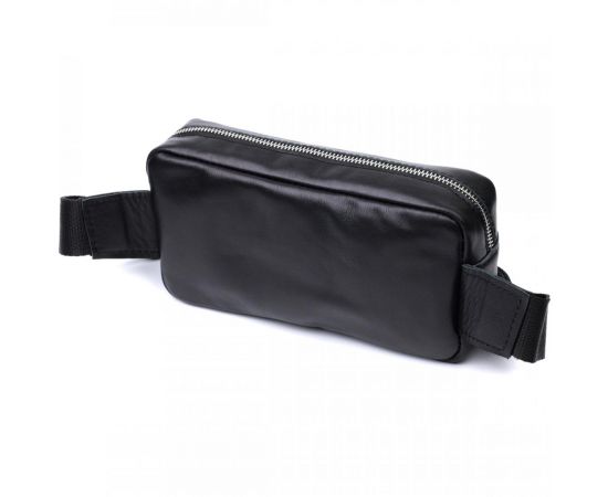 Купить Прямоугольная сумка-бананка для мужчин из натуральной глянцевой кожи Shvigel 22825 Черная, фото , изображение 2, характеристики, отзывы