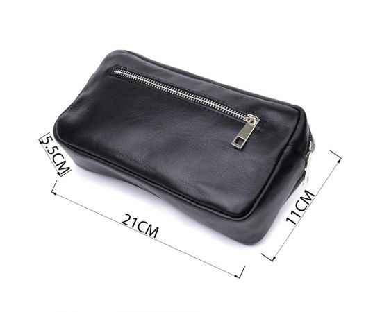 Купить Прямоугольная сумка-бананка для мужчин из натуральной глянцевой кожи Shvigel 22825 Черная, фото , изображение 3, характеристики, отзывы