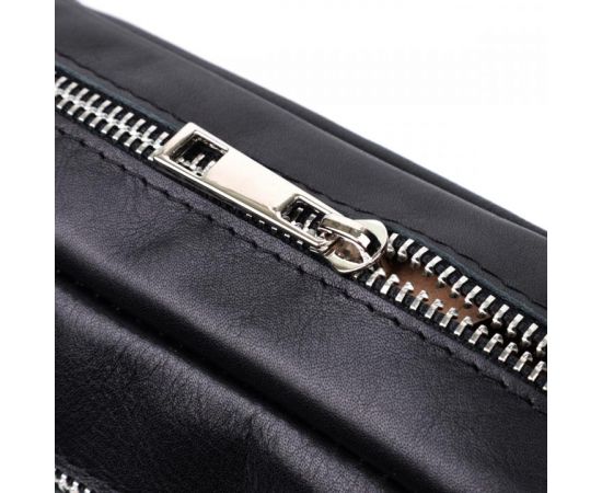 Купить Прямоугольная сумка-бананка для мужчин из натуральной глянцевой кожи Shvigel 22825 Черная, фото , изображение 6, характеристики, отзывы