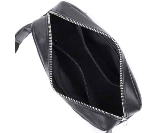 Купить Прямоугольная сумка-бананка для мужчин из натуральной глянцевой кожи Shvigel 22825 Черная, фото , изображение 7, характеристики, отзывы