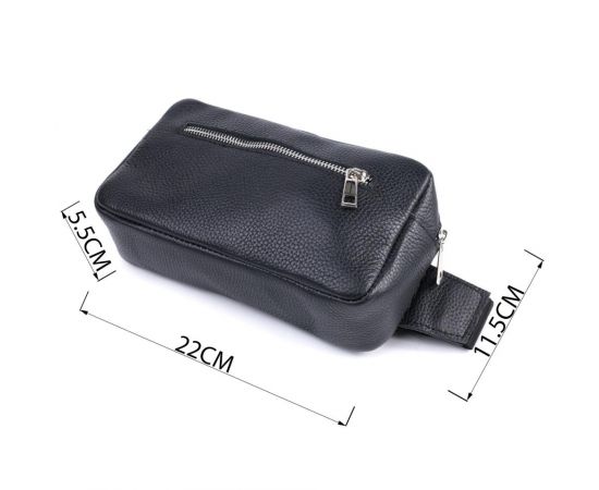 Купить Мужская сумка-бананка из натуральной кожи флотар Shvigel 22826 Черная, фото , изображение 3, характеристики, отзывы