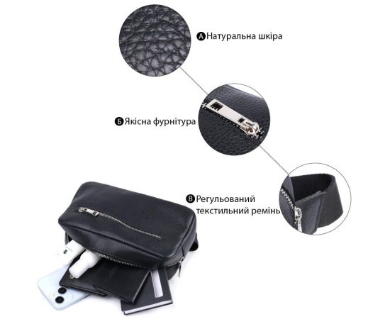 Купить Мужская сумка-бананка из натуральной кожи флотар Shvigel 22826 Черная, фото , изображение 4, характеристики, отзывы