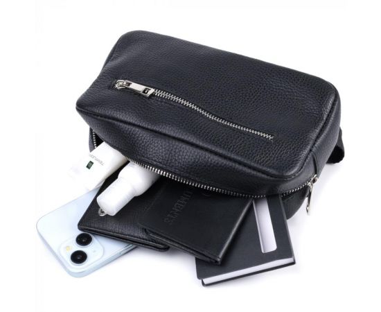 Купить Мужская сумка-бананка из натуральной кожи флотар Shvigel 22826 Черная, фото , изображение 8, характеристики, отзывы