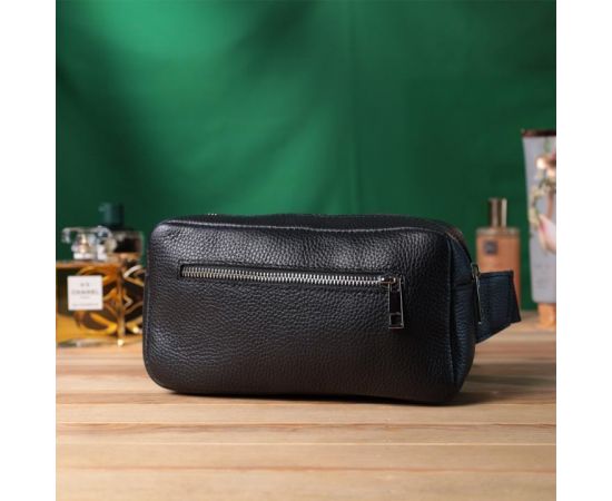 Купить Мужская сумка-бананка из натуральной кожи флотар Shvigel 22826 Черная, фото , изображение 9, характеристики, отзывы