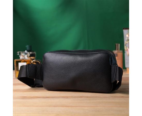 Купить Мужская сумка-бананка из натуральной кожи флотар Shvigel 22826 Черная, фото , изображение 10, характеристики, отзывы