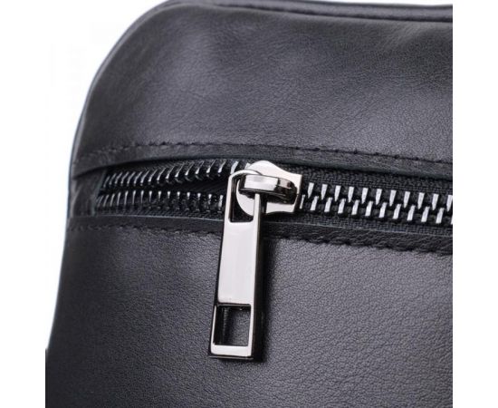 Придбати Классическая мужская сумка мессенджер из глянцевой натуральной кожи Shvigel 22846 Черная, image , зображення 5, характеристики, відгуки