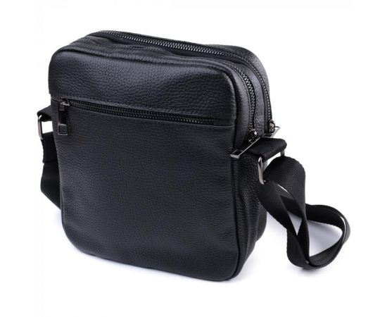 Купить Мужская сумка мессенджер из зернистой натуральной кожи Shvigel 22847 Черная, фото , изображение 2, характеристики, отзывы