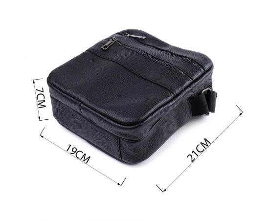 Купить Мужская сумка мессенджер из зернистой натуральной кожи Shvigel 22847 Черная, фото , изображение 3, характеристики, отзывы