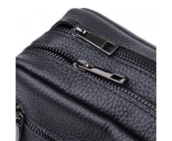 Купить Мужская сумка мессенджер из зернистой натуральной кожи Shvigel 22847 Черная, фото , изображение 6, характеристики, отзывы