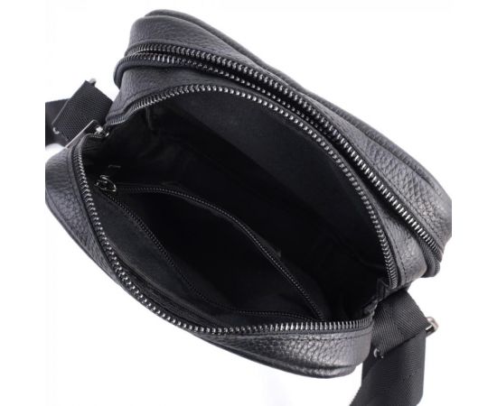 Купить Мужская сумка мессенджер из зернистой натуральной кожи Shvigel 22847 Черная, фото , изображение 7, характеристики, отзывы