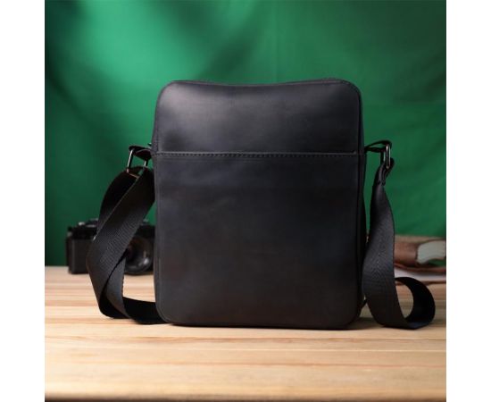 Купить Мужская сумка через плечо из матовой натуральной кожи Shvigel 22848 Черная, фото , изображение 9, характеристики, отзывы