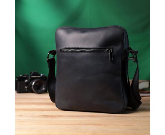 Купить Мужская сумка через плечо из матовой натуральной кожи Shvigel 22848 Черная, фото , изображение 10, характеристики, отзывы