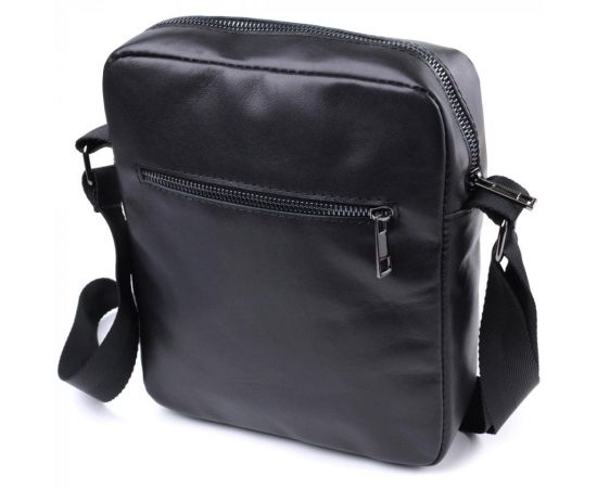 Купить Сумка для мужчин через плечо из глянцевой натуральной кожи Shvigel 22849 Черная, фото , изображение 2, характеристики, отзывы