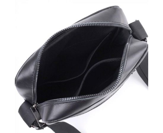 Купить Сумка для мужчин через плечо из глянцевой натуральной кожи Shvigel 22849 Черная, фото , изображение 7, характеристики, отзывы