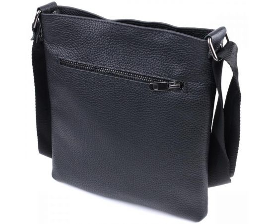 Купить Тонкая сумка для мужчин через плечо из натуральной кожи Shvigel 22850 Черная, фото , изображение 2, характеристики, отзывы