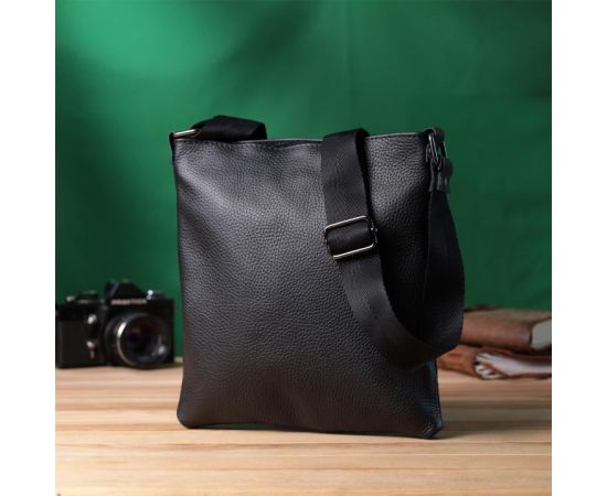 Купить Тонкая сумка для мужчин через плечо из натуральной кожи Shvigel 22850 Черная, фото , изображение 9, характеристики, отзывы