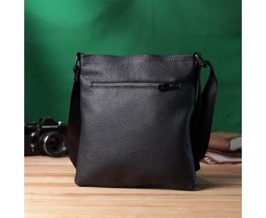 Купить Тонкая сумка для мужчин через плечо из натуральной кожи Shvigel 22850 Черная, фото , изображение 10, характеристики, отзывы