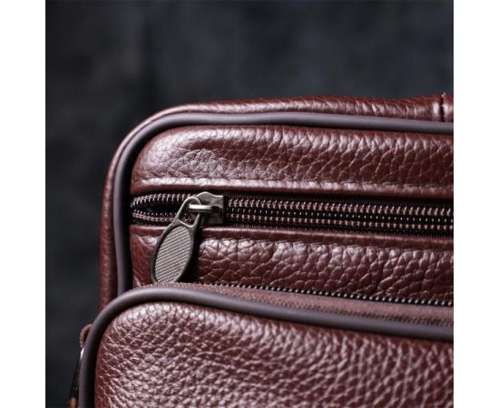 Купить Удобная мужская сумка из натуральной кожи 22858 Vintage Коричневый, фото , изображение 12, характеристики, отзывы