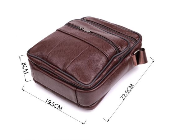 Купить Удобная мужская сумка из натуральной кожи 22858 Vintage Коричневый, фото , изображение 3, характеристики, отзывы