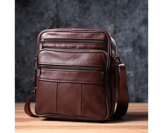 Купить Удобная мужская сумка из натуральной кожи 22858 Vintage Коричневый, фото , изображение 10, характеристики, отзывы