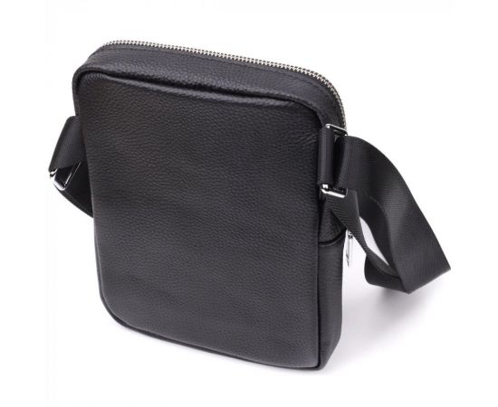 Купить Удобная вертикальная сумка для мужчин из натуральной кожи Vintage 22862 Черный, фото , изображение 2, характеристики, отзывы