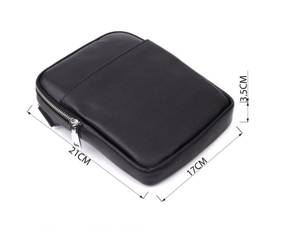 Купить Удобная вертикальная сумка для мужчин из натуральной кожи Vintage 22862 Черный, фото , изображение 3, характеристики, отзывы