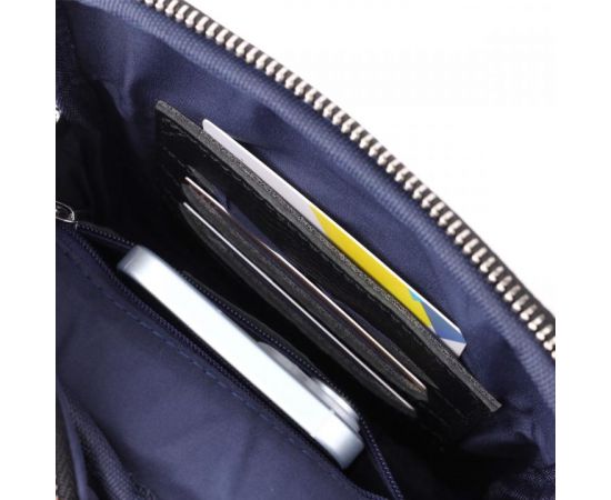 Купить Удобная вертикальная сумка для мужчин из натуральной кожи Vintage 22862 Черный, фото , изображение 6, характеристики, отзывы