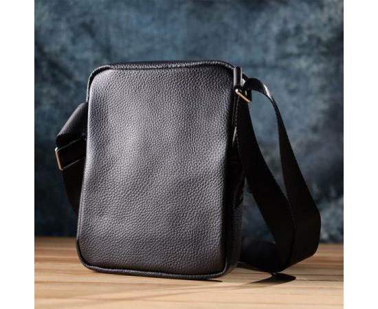 Купить Удобная вертикальная сумка для мужчин из натуральной кожи Vintage 22862 Черный, фото , изображение 9, характеристики, отзывы