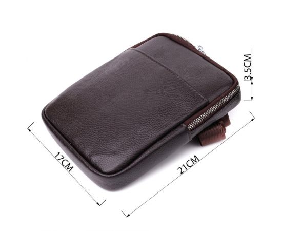 Купить Мужская вертикальная сумка из натуральной кожи Vintage 22863 Коричневый, фото , изображение 3, характеристики, отзывы