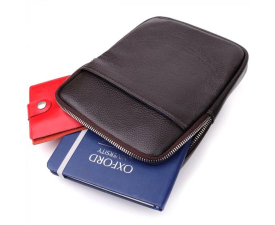 Купить Мужская вертикальная сумка из натуральной кожи Vintage 22863 Коричневый, фото , изображение 8, характеристики, отзывы