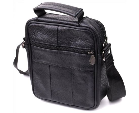 Купить Практичная вертикальная сумка с ручкой для мужчин из натуральной кожи Vintage 22864 Черный, фото , изображение 2, характеристики, отзывы