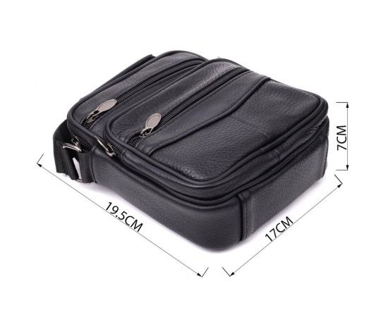 Купить Практичная вертикальная сумка с ручкой для мужчин из натуральной кожи Vintage 22864 Черный, фото , изображение 3, характеристики, отзывы