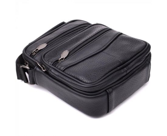 Купить Практичная вертикальная сумка с ручкой для мужчин из натуральной кожи Vintage 22864 Черный, фото , изображение 5, характеристики, отзывы