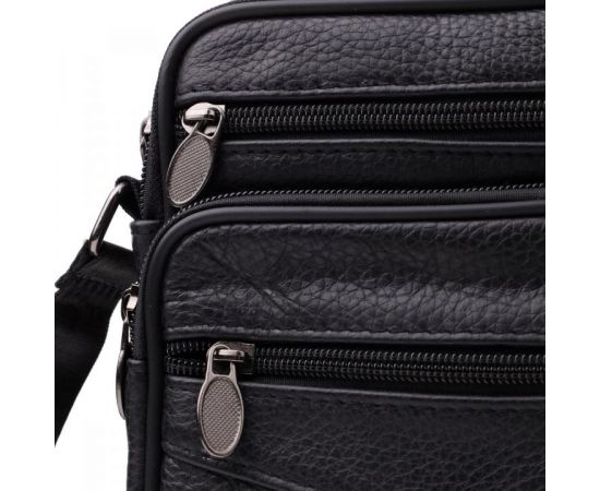 Купить Практичная вертикальная сумка с ручкой для мужчин из натуральной кожи Vintage 22864 Черный, фото , изображение 6, характеристики, отзывы