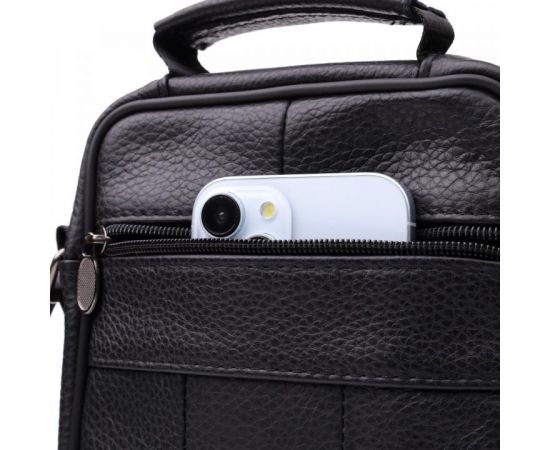 Купить Практичная вертикальная сумка с ручкой для мужчин из натуральной кожи Vintage 22864 Черный, фото , изображение 7, характеристики, отзывы