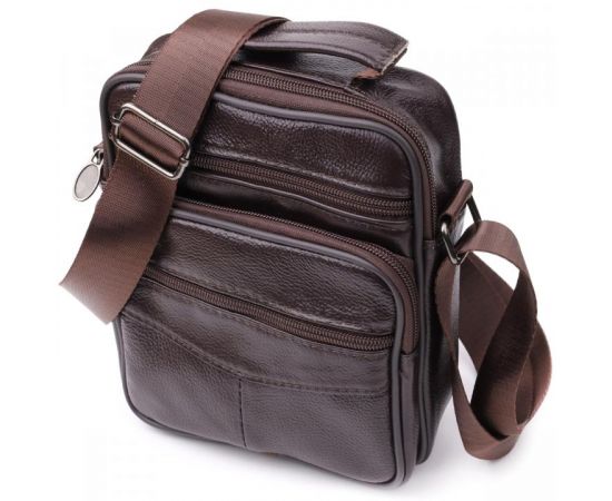Купить Небольшая вертикальная сумка с ручкой для мужчин из натуральной кожи Vintage 22865 Коричневый, фото , характеристики, отзывы