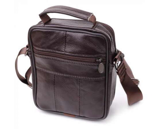 Купить Небольшая вертикальная сумка с ручкой для мужчин из натуральной кожи Vintage 22865 Коричневый, фото , изображение 2, характеристики, отзывы