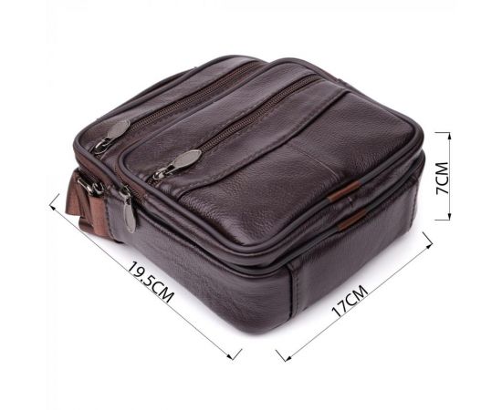 Купить Небольшая вертикальная сумка с ручкой для мужчин из натуральной кожи Vintage 22865 Коричневый, фото , изображение 3, характеристики, отзывы