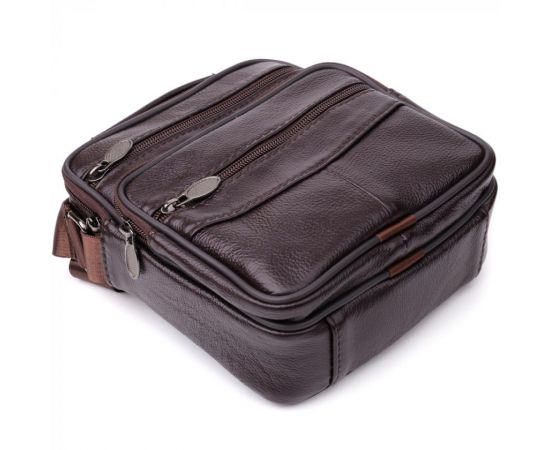 Купить Небольшая вертикальная сумка с ручкой для мужчин из натуральной кожи Vintage 22865 Коричневый, фото , изображение 5, характеристики, отзывы