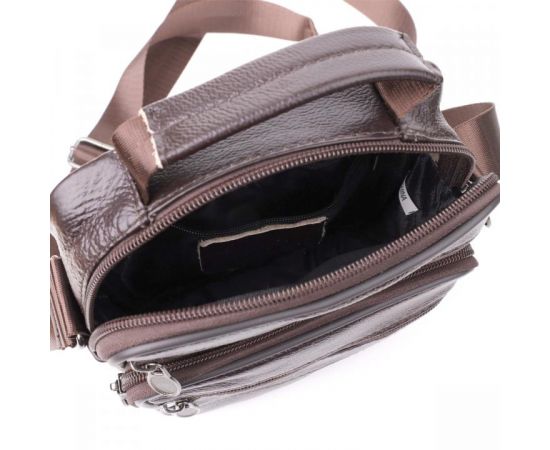 Купить Небольшая вертикальная сумка с ручкой для мужчин из натуральной кожи Vintage 22865 Коричневый, фото , изображение 7, характеристики, отзывы