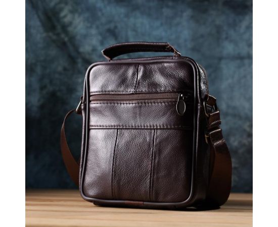 Купить Небольшая вертикальная сумка с ручкой для мужчин из натуральной кожи Vintage 22865 Коричневый, фото , изображение 10, характеристики, отзывы