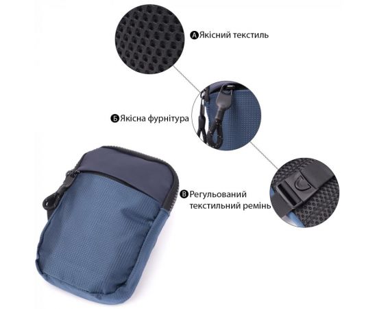 Купить Мужская слинг сумка для путешествий из качественного текстиля Vintage 22870 Синий, фото , изображение 4, характеристики, отзывы
