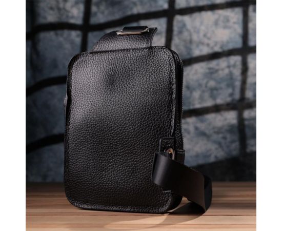 Купить Прямоугольная сумка бананка из качественной натуральной кожи GRANDE PELLE 22877 Черный, фото , изображение 11, характеристики, отзывы